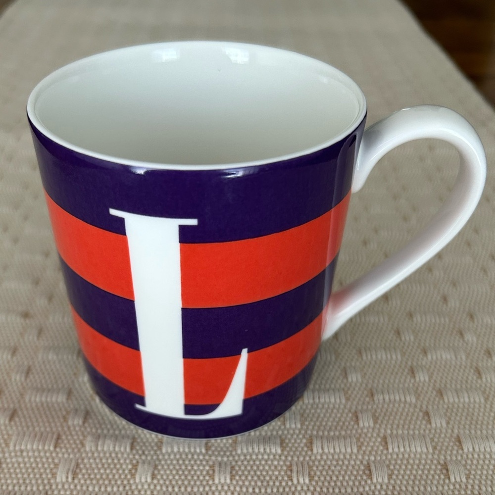 Kate Spade ♠️ Orange and Purple Striped Mug